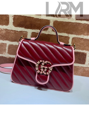Gucci GG Marmont Leather Mini Bag 446744 Ruby Red/Pink 2021