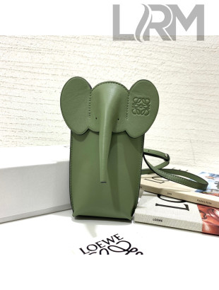 Loewe Elephant Pocket in Classic Calfskin Avocado Green 2021