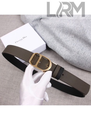 Dior Smooth Calfskin Belt 35mm with CD Buckle Grey 2019