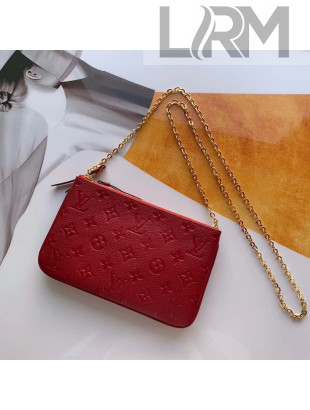 Louis Vuitton Monogram Empreinte Leather Pochette Double Zip Clutch M63916 Red 2019 