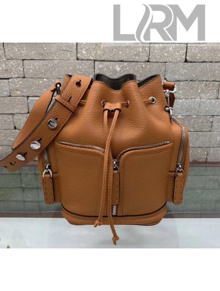 Fendi Mon Tresor Bucket Bag with Pocket Brown 2019