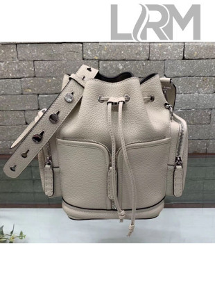 Fendi Mon Tresor Bucket Bag with Pocket White 2019