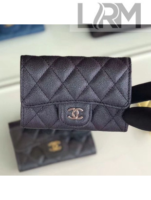 Chanel Iridescent Quilted Grained Calfskin Classic Flap Coin Purse Black/Silver