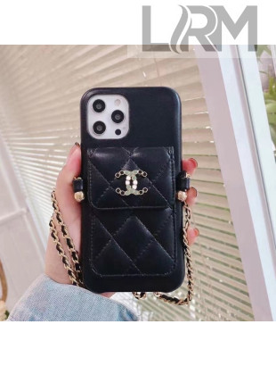 Chanel Leather Pouch iPhone Case Black 2021