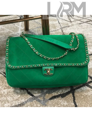 Chanel x Pharrell Oversize Suede Flap Bag Green 2019