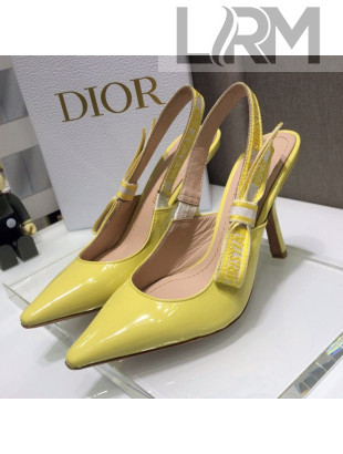 Dior J'Adior Slingback Pumps 9.5cm in Yellow Patent Calfskin 2021