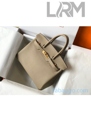 Hermes Birkin Bag 30cm in Epsom Calfskin Light Grey/Gold (Half Handmade) 2021