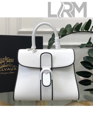 Delvaux Brillant MM Top Handle Bag in Box Calf Leather White/Black Trim 2020