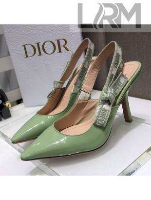 Dior J'Adior Slingback Pumps 9.5cm in Green Patent Calfskin 2021