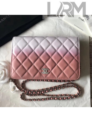 Chanel Two-Tone Calfskin & Resin Logo and Drop WOC Wallet On Chain Bag White/Pink 2018