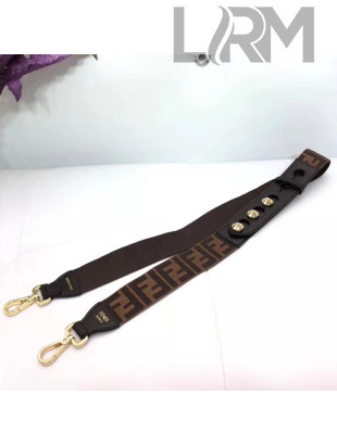 Fendi FF Fabric and Leather Strap You Shoulder Strap 90cm Coffee/Brown 2019