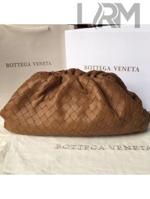 Bottega Veneta Large The Pouch Clutch in Maxi Woven Leather Brown 2019