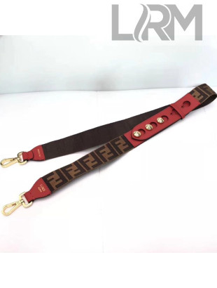 Fendi FF Fabric and Leather Strap You Shoulder Strap 90cm Red 2019