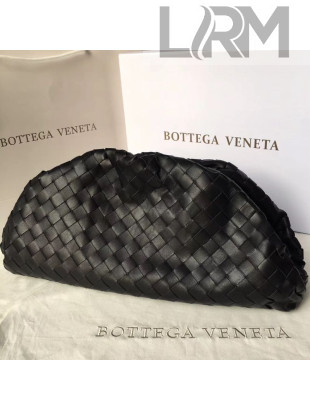Bottega Veneta Large The Pouch Clutch in Maxi Woven Leather Black 2019