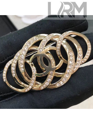 Chanel Crystal Circle Wrap Brooch Gold/Crystal White 2019