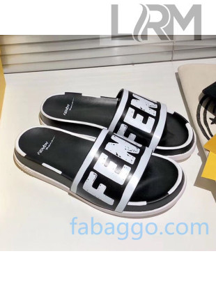 Fendi Roma Joshua Vide Leather Slide Sandal Black 02 2020 