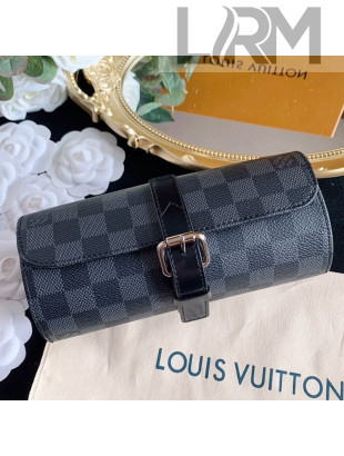 Louis Vuitton 3 Watch Case Black Damier Graphite Canvas 2021