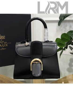 Delvaux Brillant Mini Top Handle Bag in Box Calf Leather Black/Gold 2020