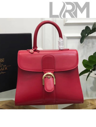 Delvaux Brillant MM Top Handle Bag in Box Calf Leather Red 2020