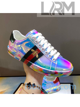 Gucci Ace Patent Leather Sneakers with Luminous Print Sole Multicolor  (For Women and Men)