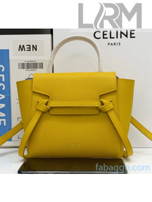Celine Grained Calfskin Pico Belt Bag Yellow 2020