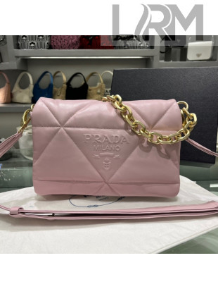 Prada Padded Nappa Leather Shoulder Bag 1BD306 Pink/Gold 2021