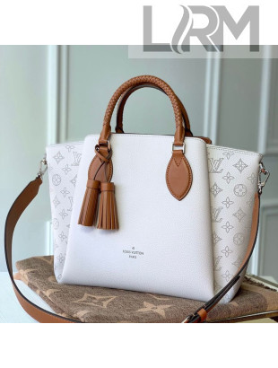 Louis Vuitton Haumea Mahina Perforated Leather Top Handle Bag M55553 White 2019