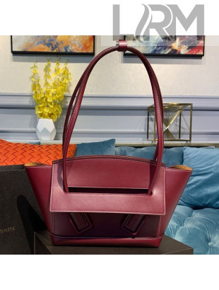 Bottega Veneta Arco Small Smooth Calfskin Maxi Weave Top Handle Bag Burgundy 2019