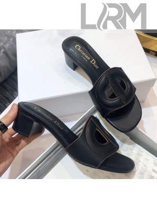 Dior Calfskin D-CLUB Mule Sandals With 4.5cm Heel Black 2020