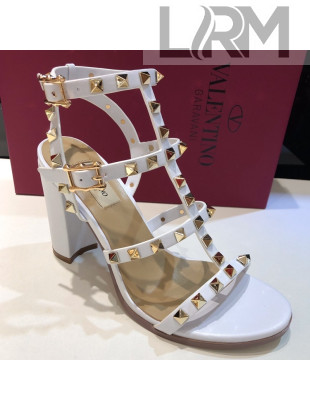 Valentino Rockstud Calfskin Ankle Strap Sandals 9.5cm White 2021 11