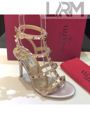 Valentino Rockstud Calfskin Ankle Strap Sandals 9.5cm Gold 2021 20