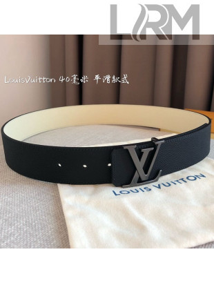 Louis Vuitton Reversible Calfskin Belt 40mm with Smooth LV Buckle Black/White 2020