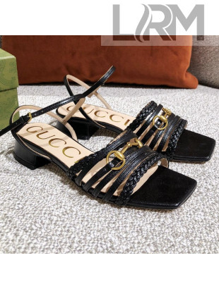 Gucci Leather Strap Sandal with Horsebit ‎645405 Black 2021