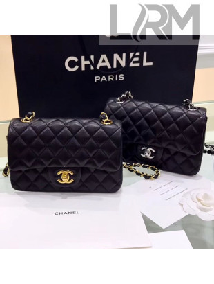 Chanel Quilted Leather Classic Mini Flap Bag Black 2019 (Top Quality)