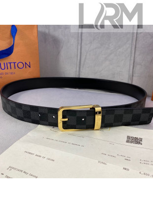 Louis Vuitton Belt 34mm with Framed Buckle Damier Canvas Black/Gold 2020