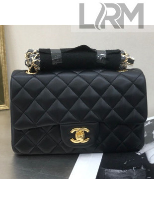 Chanel Quilted Sheepskin Leather Small Classic Flap Bag Black/Gold 2019
