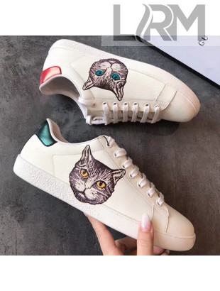 Gucci Ace Sneaker with Single Mystic Cat ‎577147 White 2019(For Women and Men)