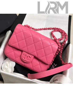 Chanel Grained Calfskin & Lacquered Metal Flap Bag AS1784 Pink 2020