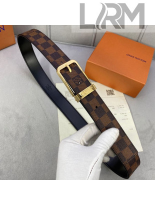 Louis Vuitton Belt 34mm with Framed Buckle Damier Ebene Canvas/Gold 2020