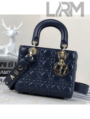 Dior Lady Dior MY ABCDior Small Bag in Navy Blue Cannage Leather 2021