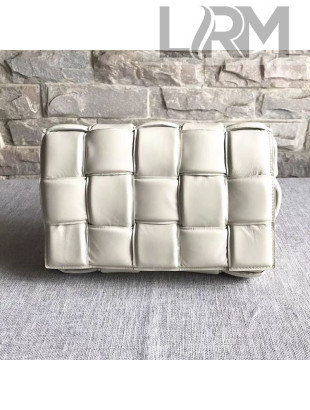 Bottega Veneta Padded Cassette Medium Crossbody Messenger Bag in Paper Calfskin White 2019