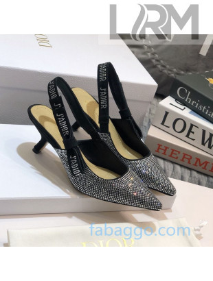 Dior J'Adior High Heel Slingback Pumps 65mm in Silver Crystal Suede 2020