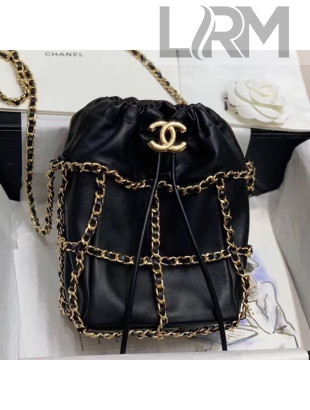 Chanel Chain Large Drawstring Bucket Bag AS2314 Black 2020