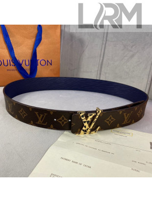 Louis Vuitton Belt 35mm with Gold LV Buckle in Monogram Canvas and Blue Epi Leather 2020