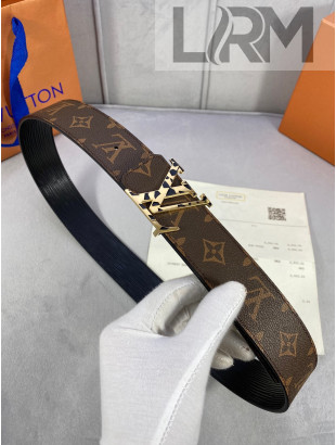 Louis Vuitton Belt 35mm with Gold LV Buckle in Monogram Canvas and Black Epi Leather 2020