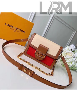 Louis Vuitton Grained Calfskin Dauphine PM Bag M44398 Off-White/Red 2019