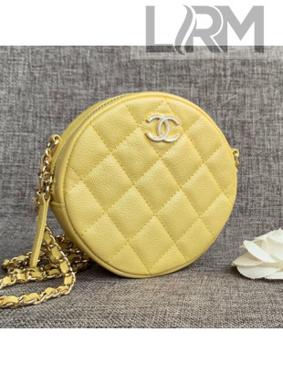 Chanel Iridescent Round Classic Clutch with Chain AP0366 Yellow 2019