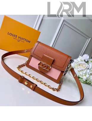 Louis Vuitton Grained Calfskin Dauphine PM Bag M44398 Brown/Pink 2019