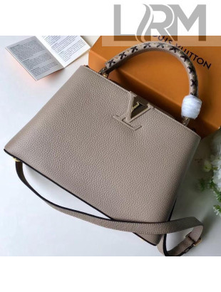 Louis Vuitton Taurillon Leather Capucines PM Bag M52384 Galet Gray 2019