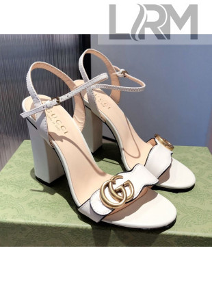 Gucci Leather GG Strap High-heel Sandals White/Gold 2021